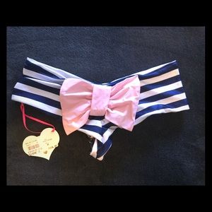 Lolli navy pink bow bikini bottom
